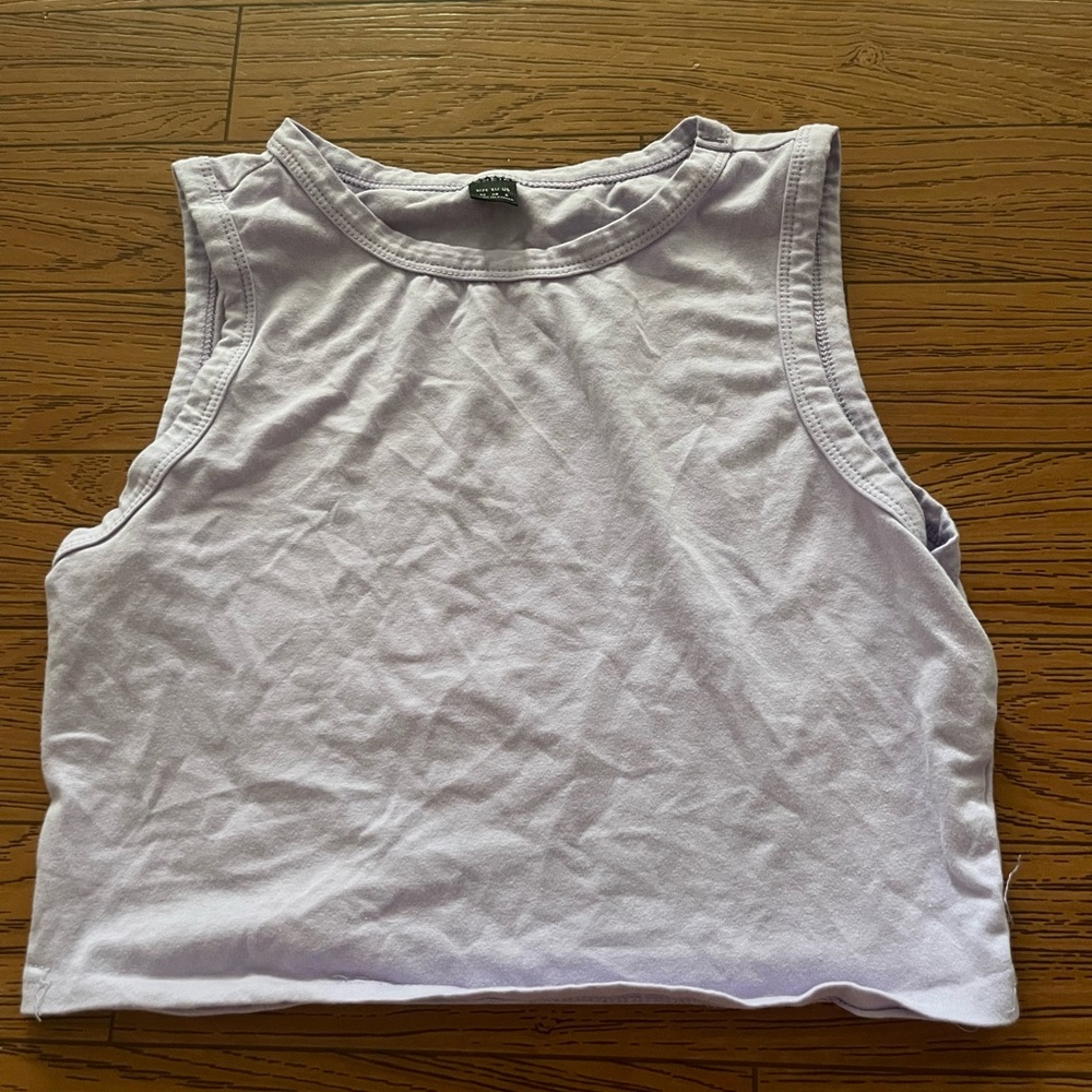 Pastel purple tank top.